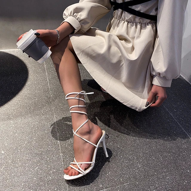 Tied Up Lace Up Heels