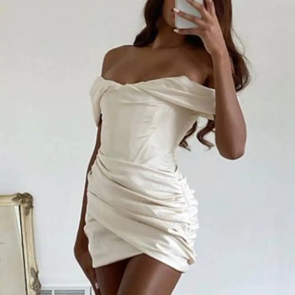 All Currencies Satin Corset Evening Dress
