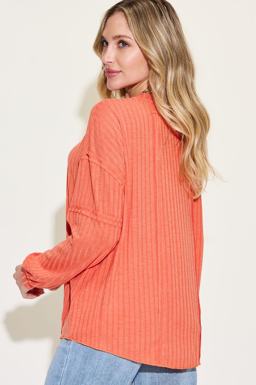 Ribbon In The Sky Ribbed Long Sleeve Top