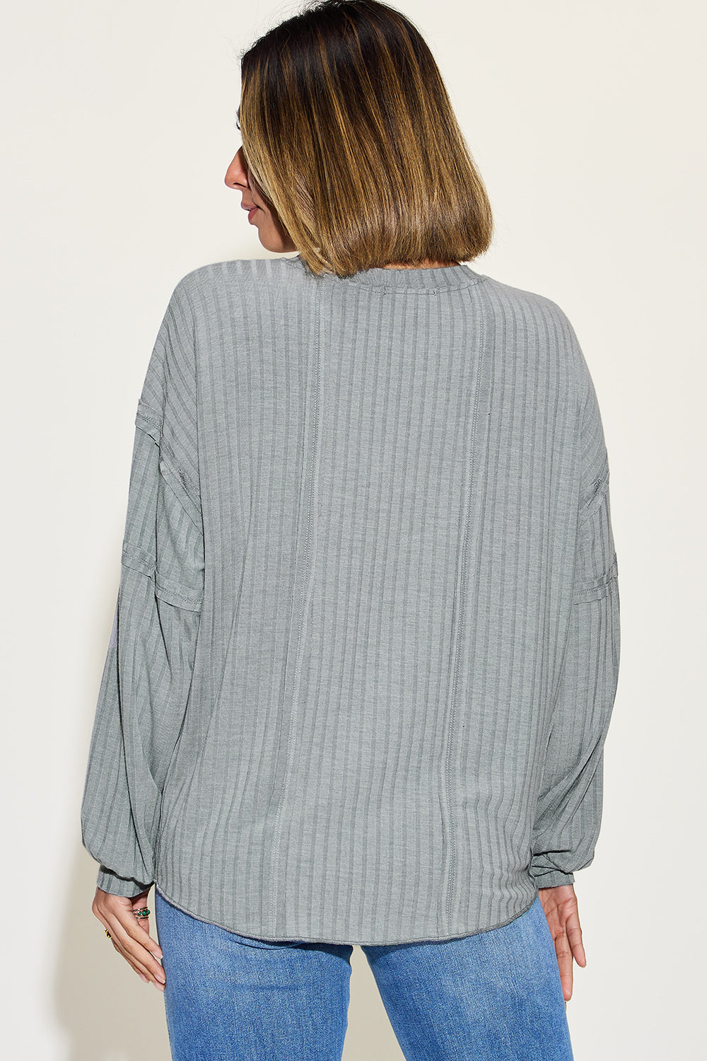 Ribbon In The Sky Ribbed Long Sleeve Top