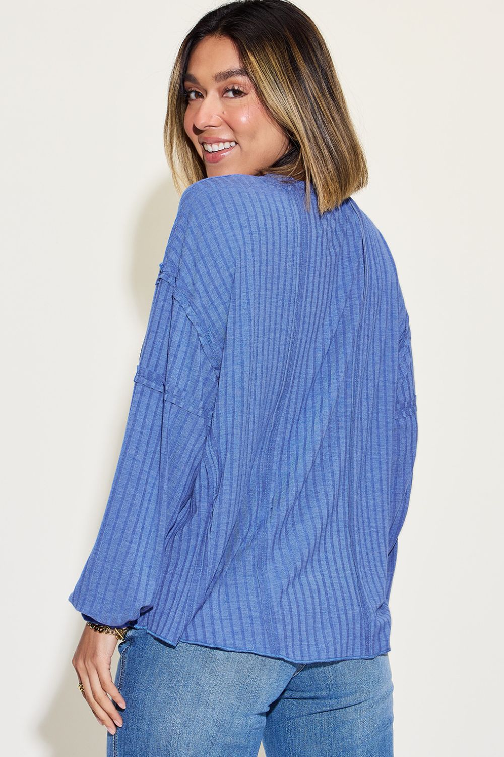 Ribbon In The Sky Ribbed Long Sleeve Top