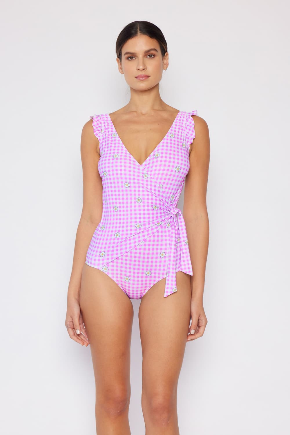 Paisley Wrap 1 Piece Swimsuit - Carnation Pink