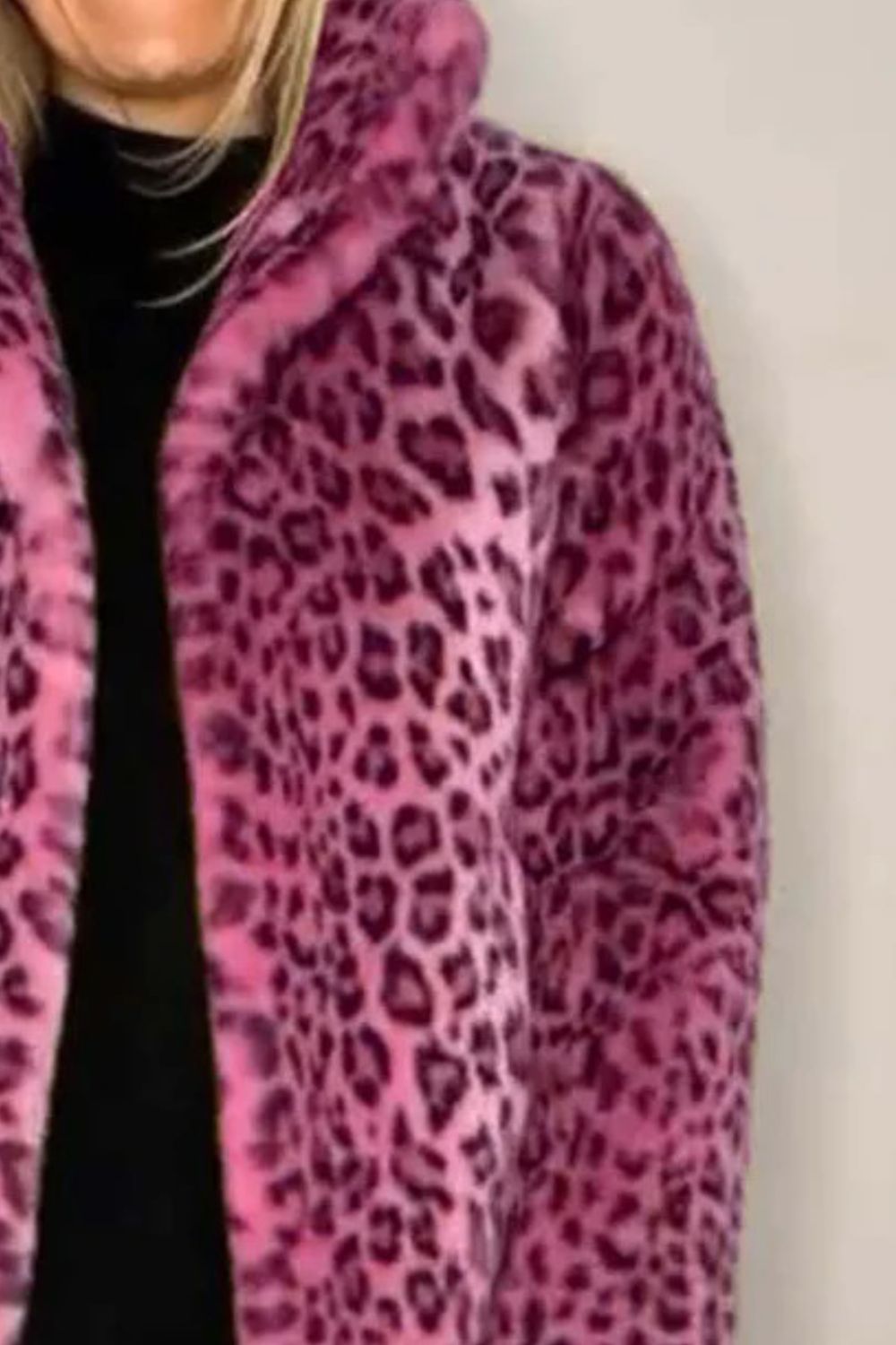 Big Mama Leopard Fur Collared Coat