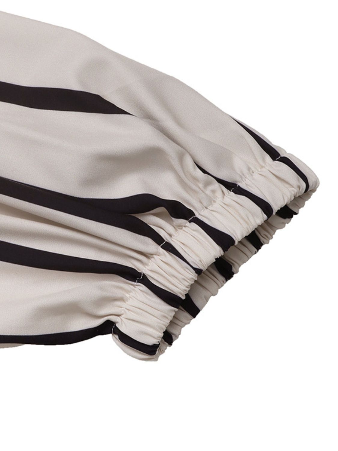 Bisou Striped Collared Long Sleeve Blouse