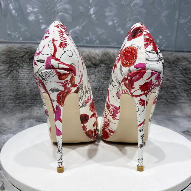 Flowers Stiletto Pumps - Floral