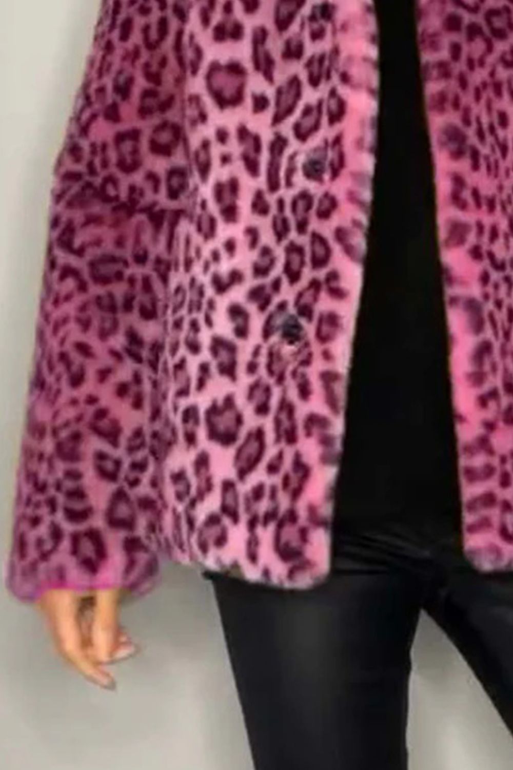 Big Mama Leopard Fur Collared Coat