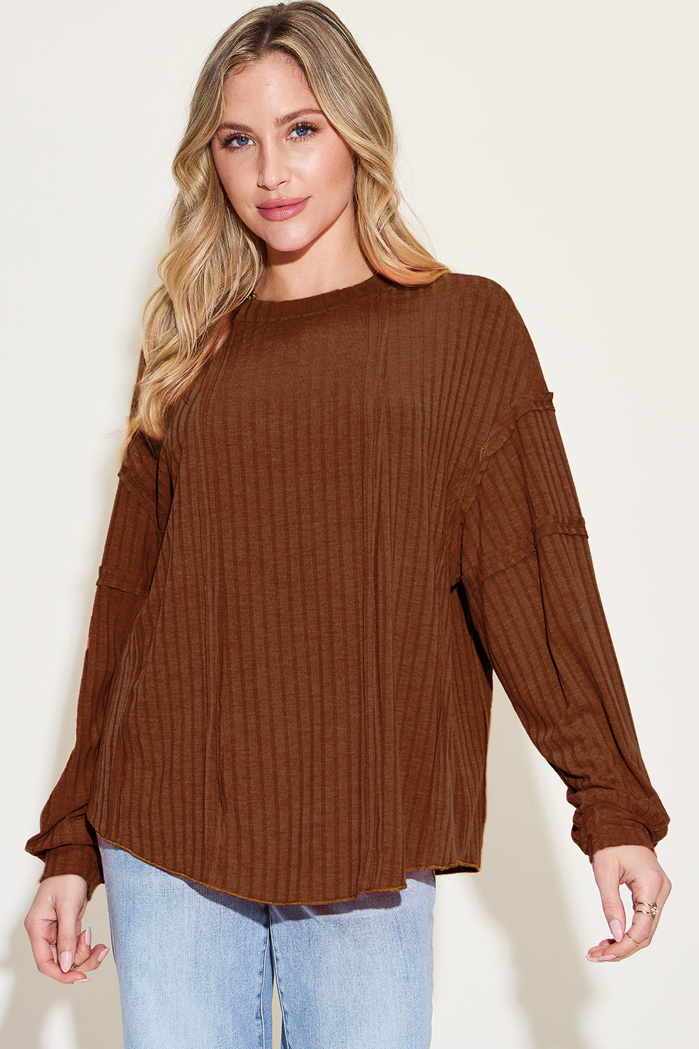 Ribbon In The Sky Ribbed Long Sleeve Top