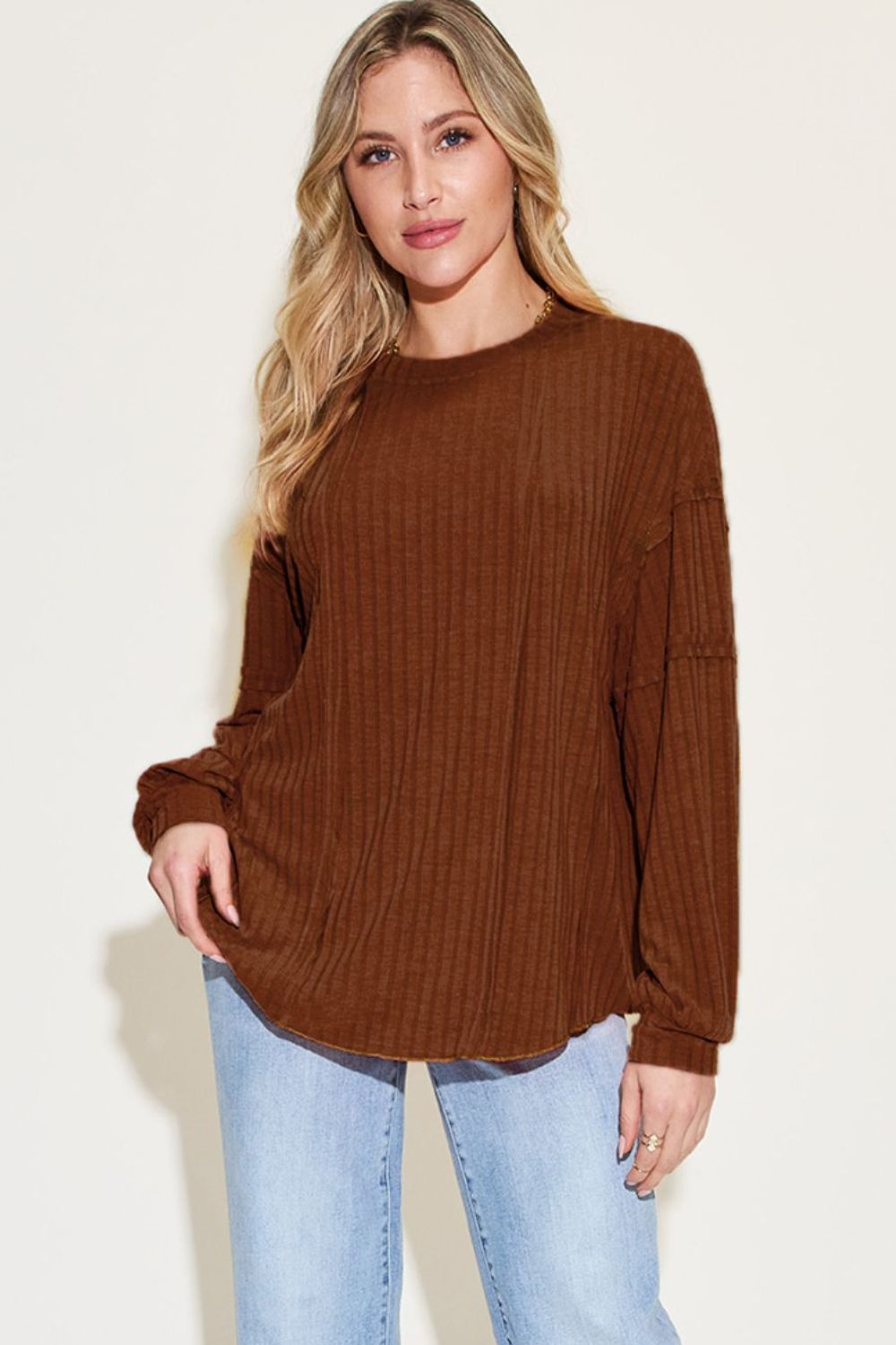 Ribbon In The Sky Ribbed Long Sleeve Top