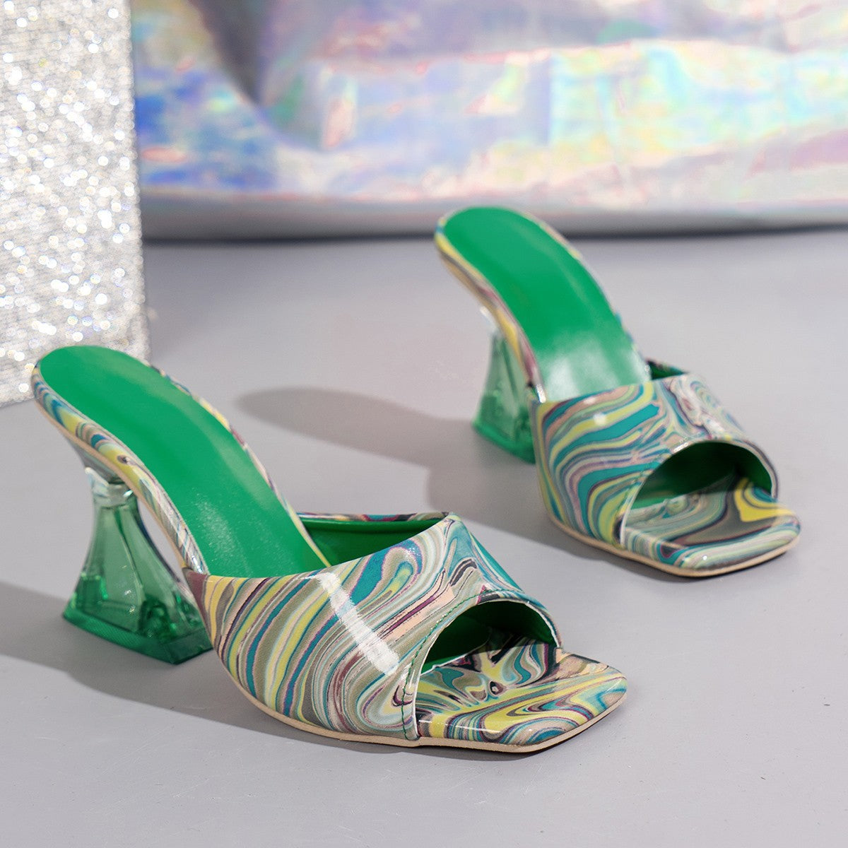 Fluid Open Toe Kitten Heel