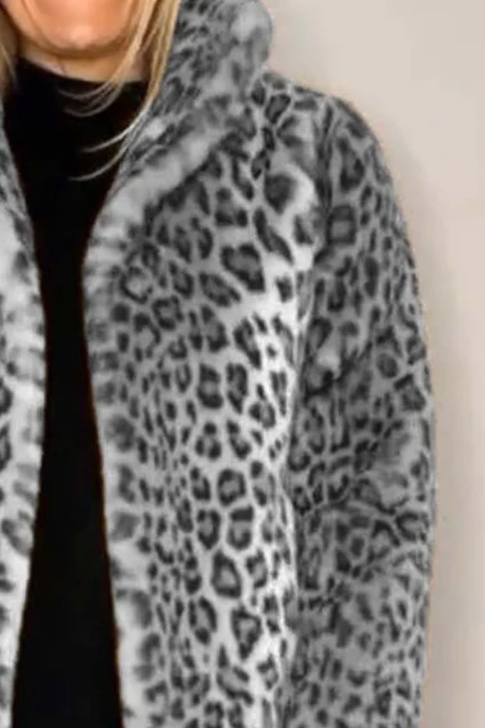 Big Mama Leopard Fur Collared Coat