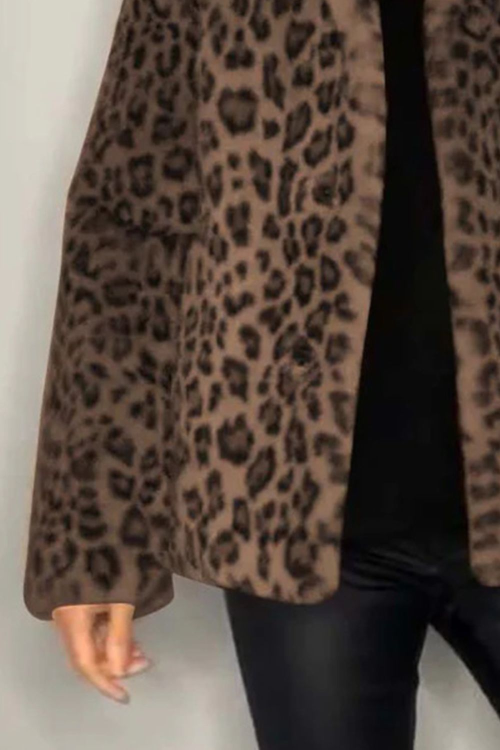 Big Mama Leopard Fur Collared Coat