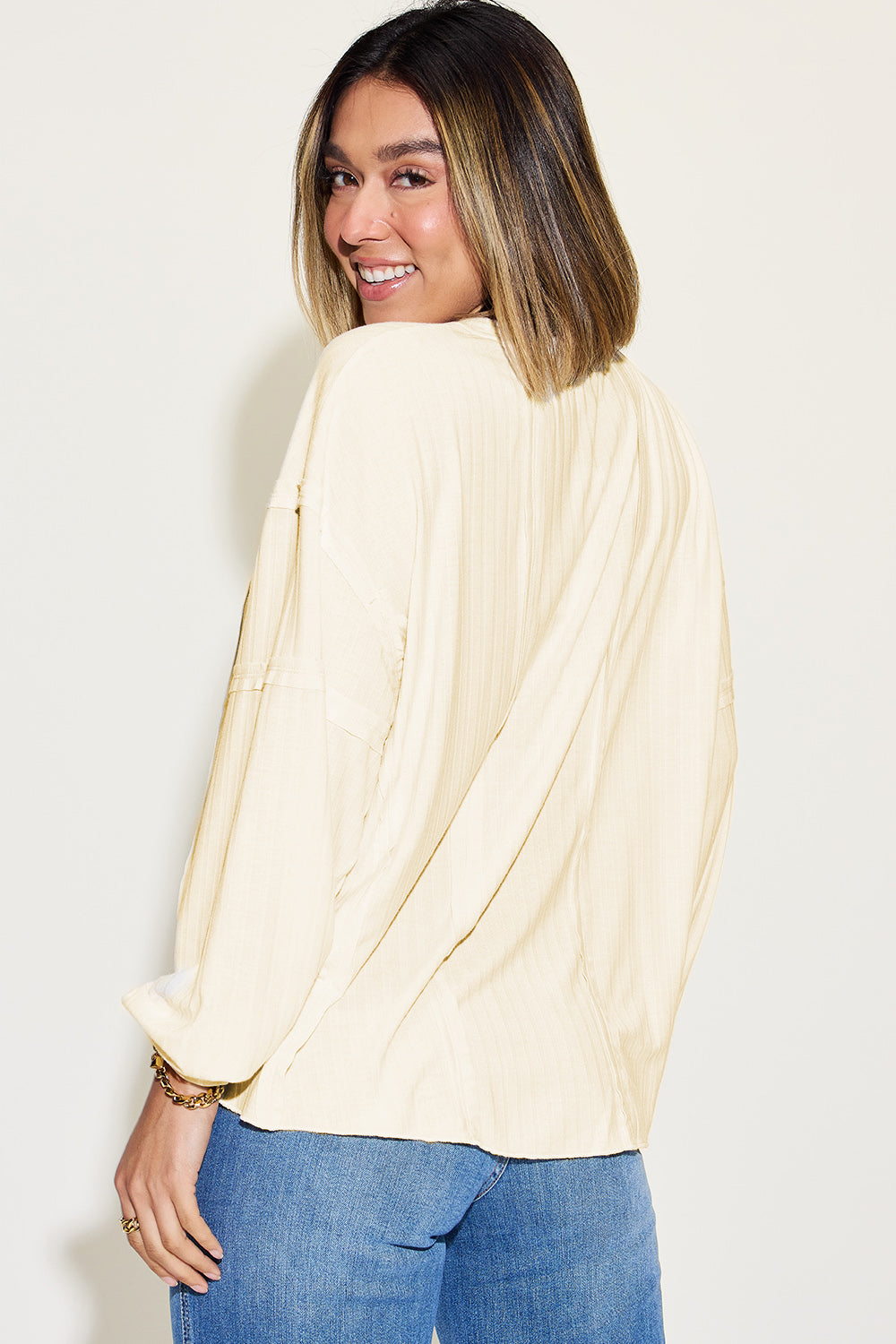 Ribbon In The Sky Ribbed Long Sleeve Top