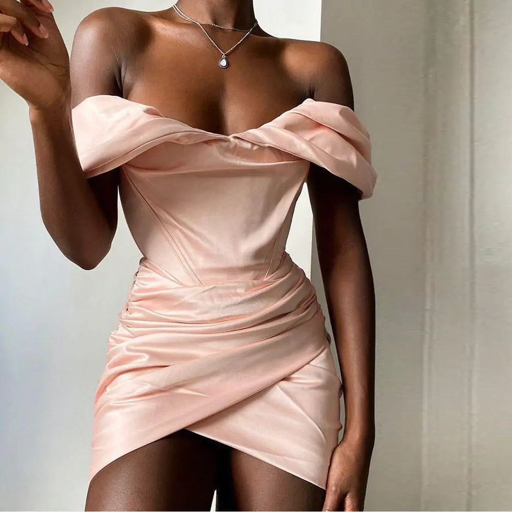 All Currencies Satin Corset Evening Dress