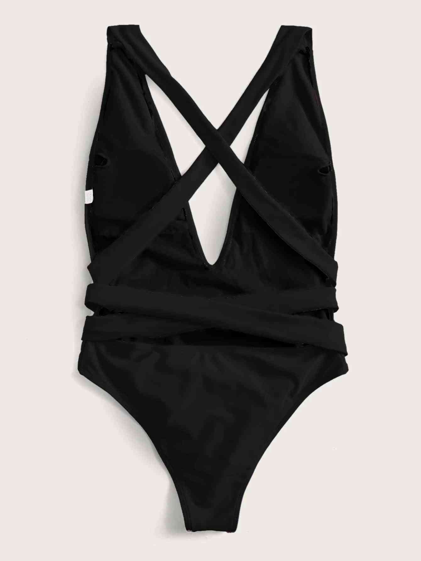 Deep V-Cut 1 Piece Swimsuit