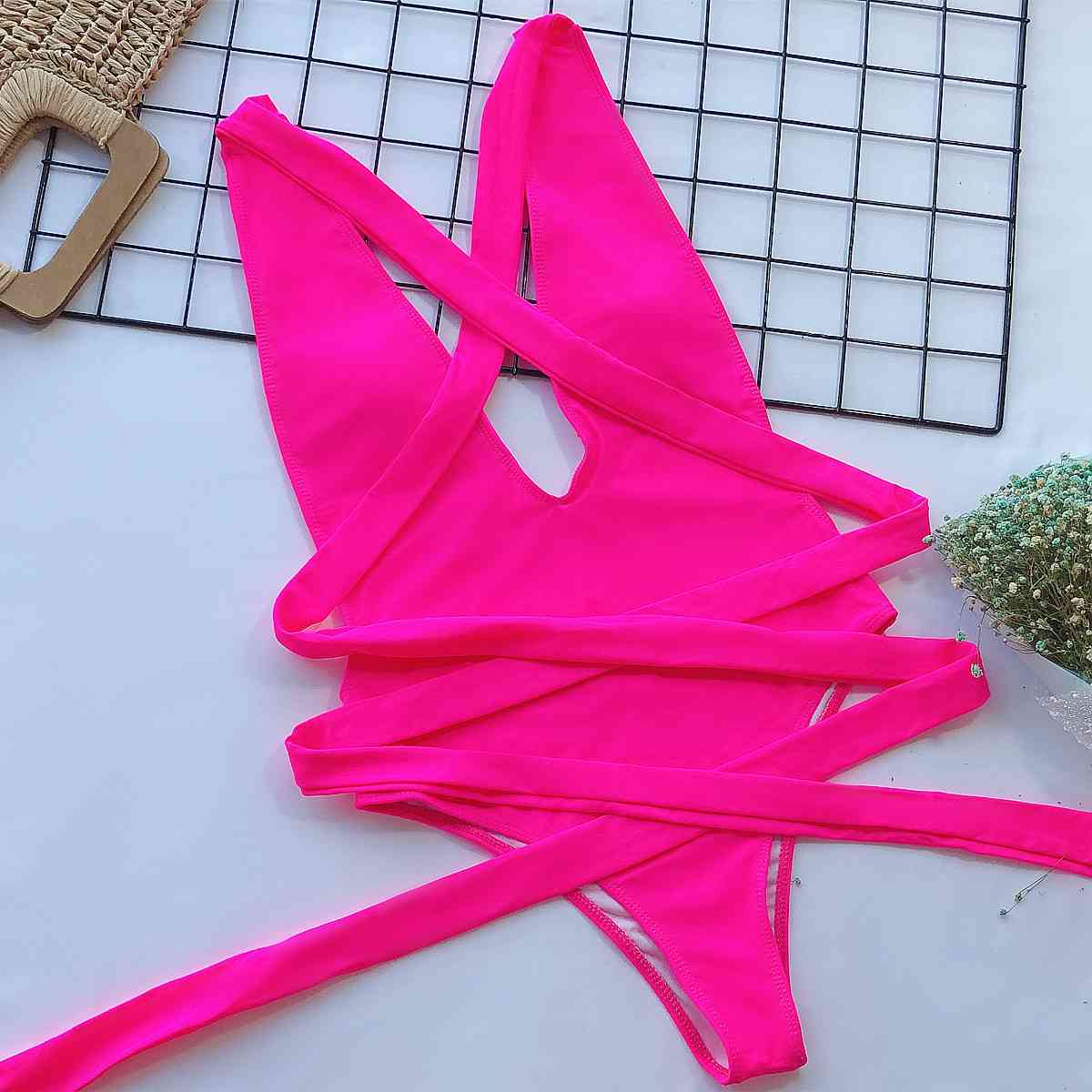 Deep V-Cut 1 Piece Swimsuit