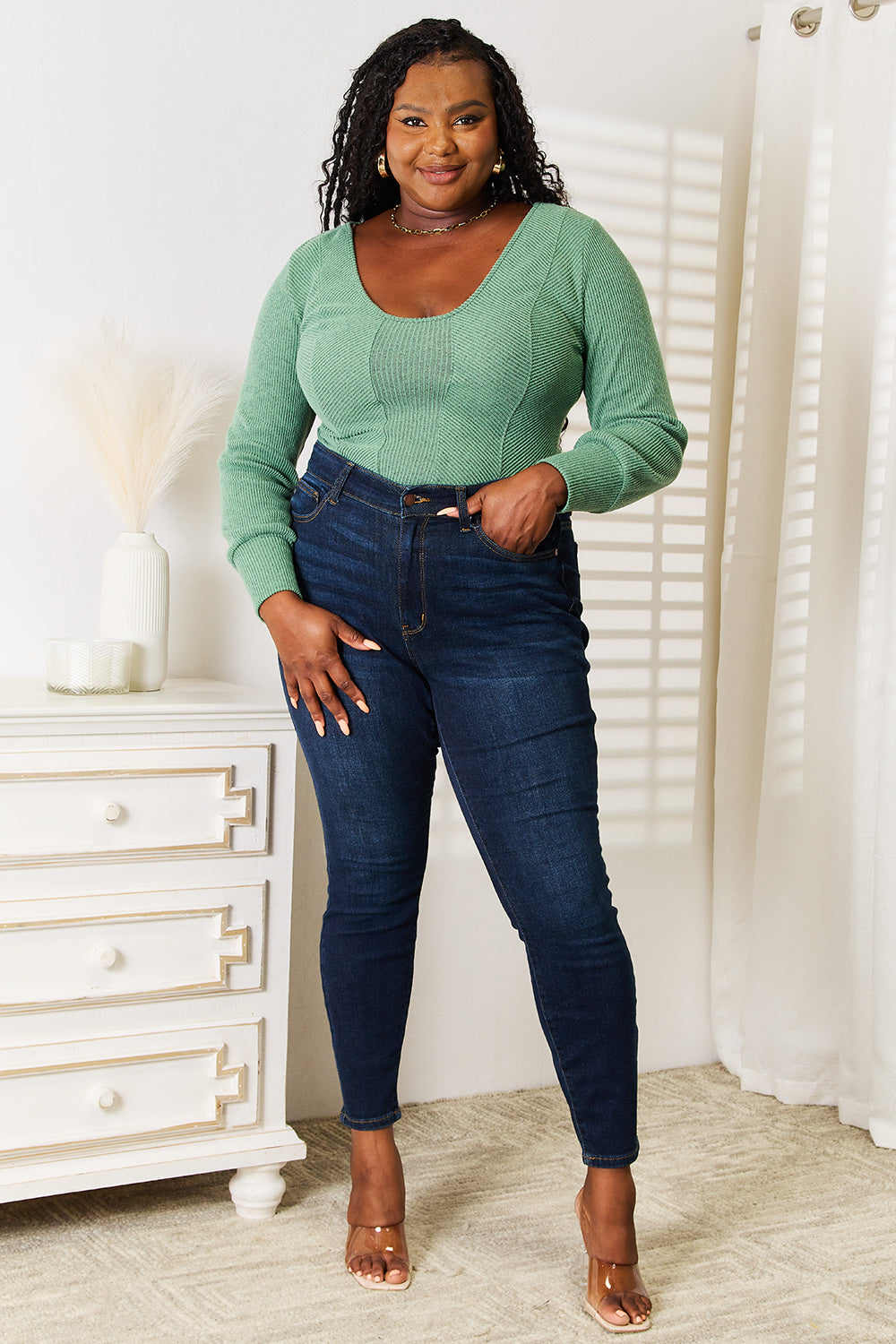 Tranquil Long Sleeve Top - Mid Green
