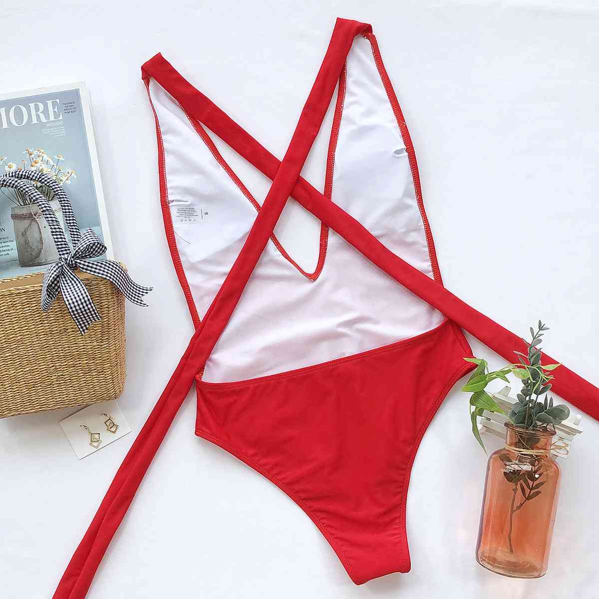 Deep V-Cut 1 Piece Swimsuit