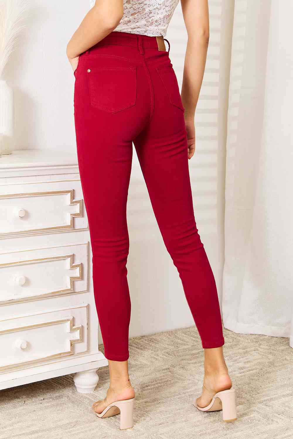 Ember High Waist Tummy Control Skinny Jeans - Scarlet