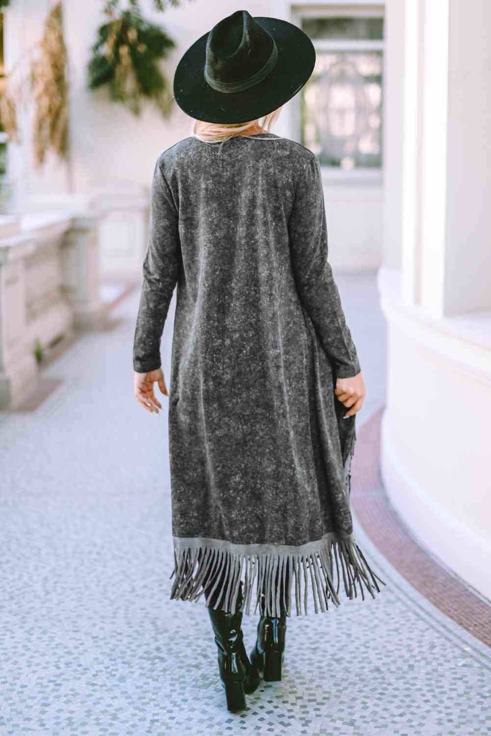 Fringe Cardigan - Charcoal