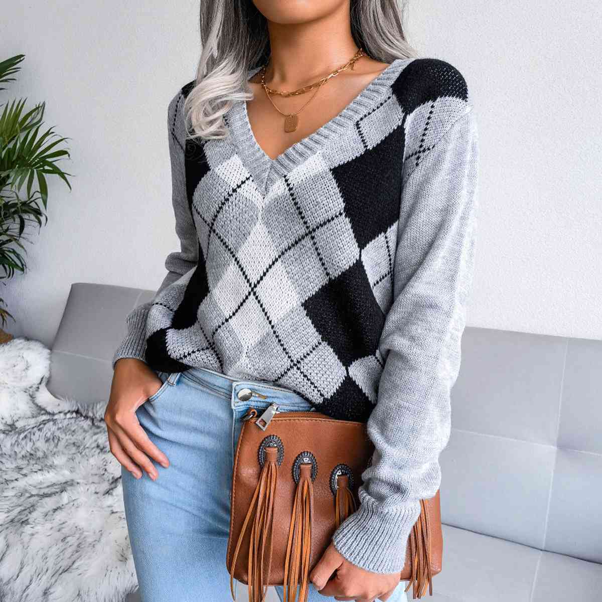 Assistant Plaid V-Neck Sweater