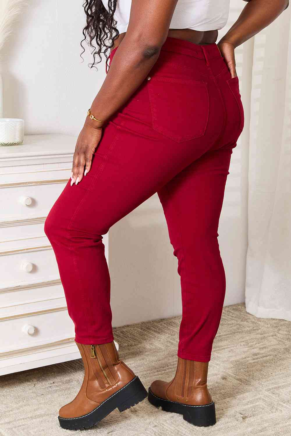 Ember High Waist Tummy Control Skinny Jeans - Scarlet