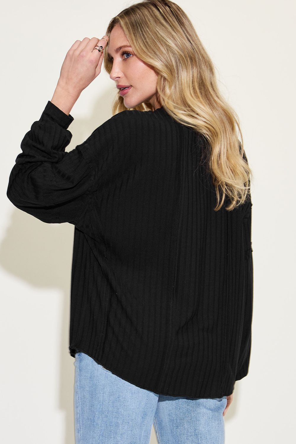 Ribbon In The Sky Ribbed Long Sleeve Top