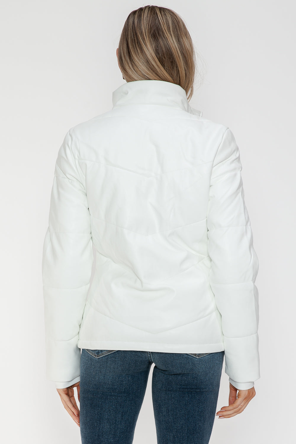 Aspen Pocketed Zip Up Turtleneck Puffer Coat - White