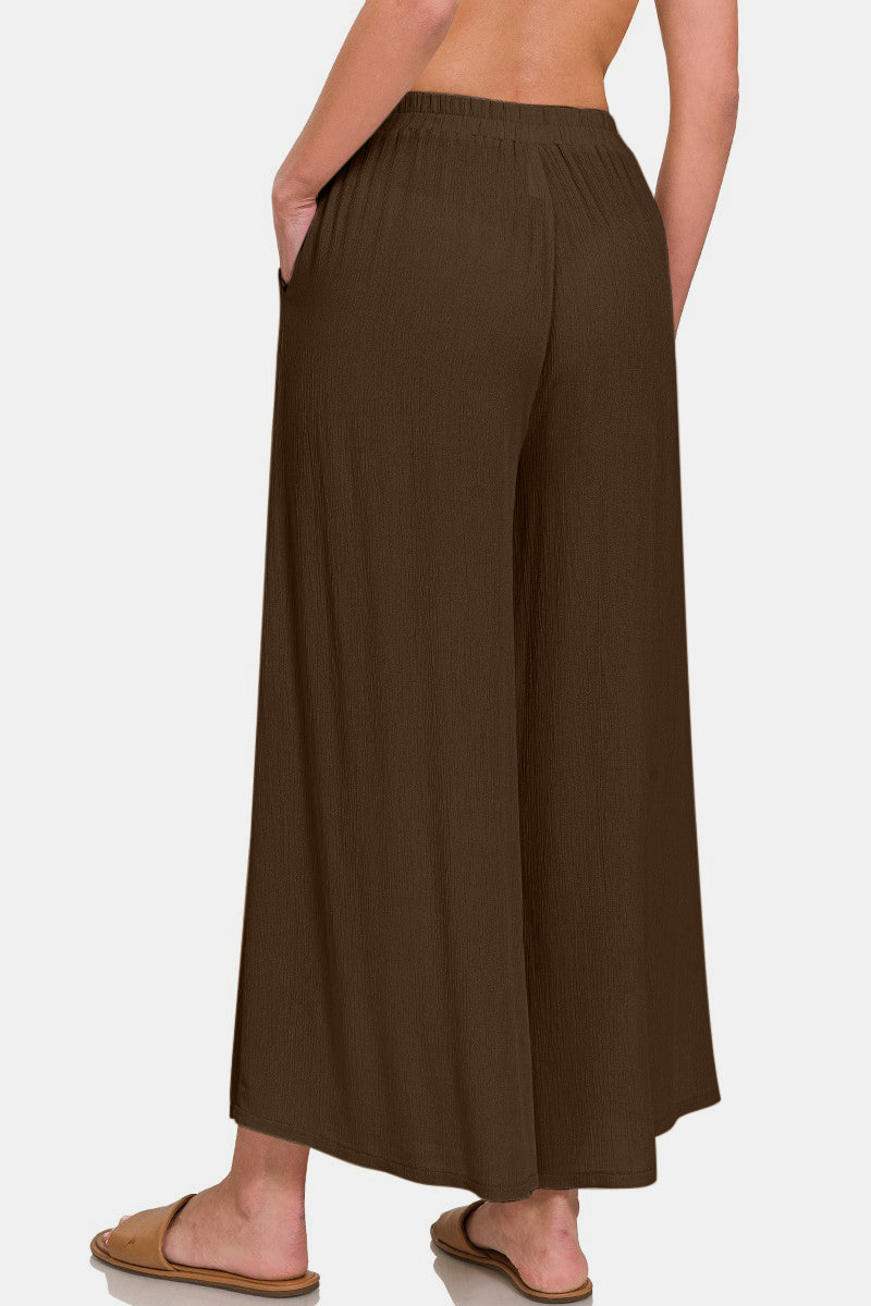 With The Flow Woven Wide Leg Pants - Brown