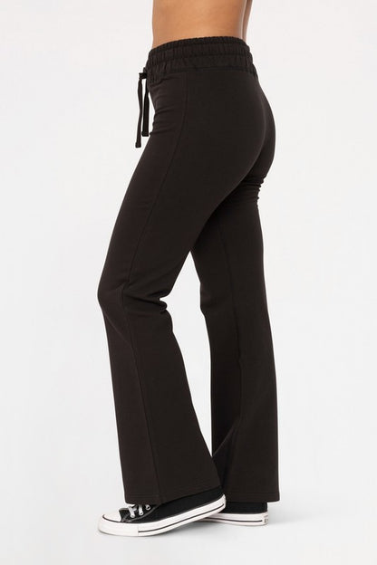 Off Day Drawstring Flared Yoga Pants - Black