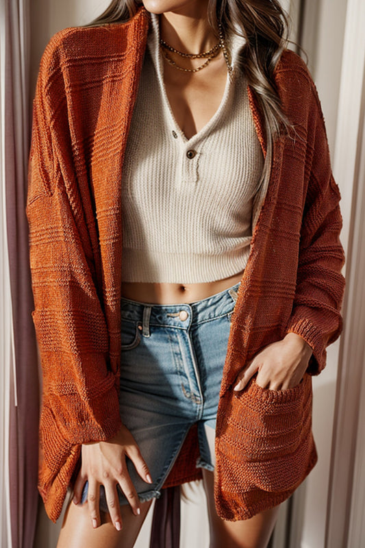 Darling Textured Cardigan - Caramel