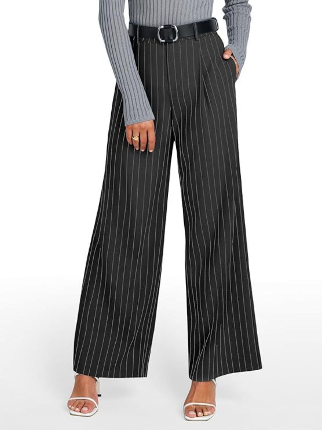 121 Striped Wide Leg Business Pants