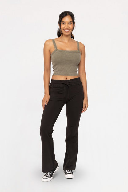 Off Day Drawstring Flared Yoga Pants - Black