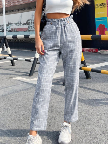 Kalon Plaid Straight Business Pants