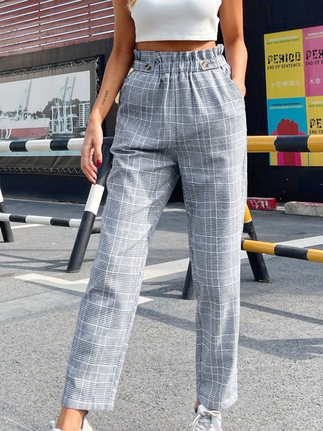 Kalon Plaid Straight Business Pants