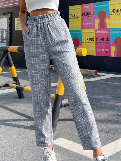 Kalon Plaid Straight Business Pants