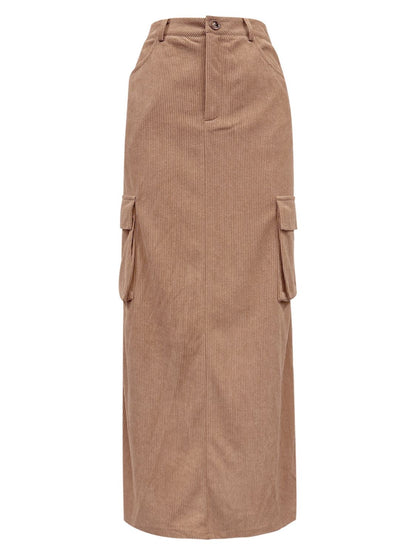 In Ctrl Corduroy Maxi Skirt - Camel