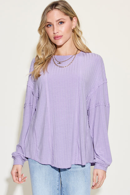 Ribbon In The Sky Ribbed Long Sleeve Top