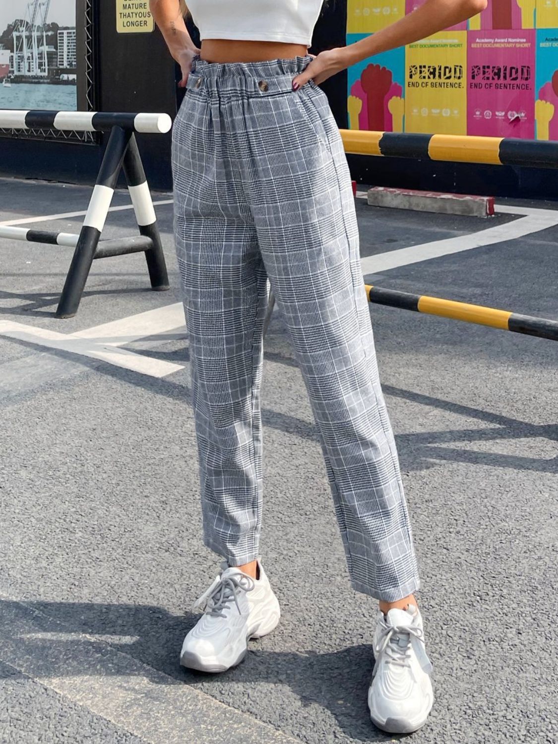 Kalon Plaid Straight Business Pants