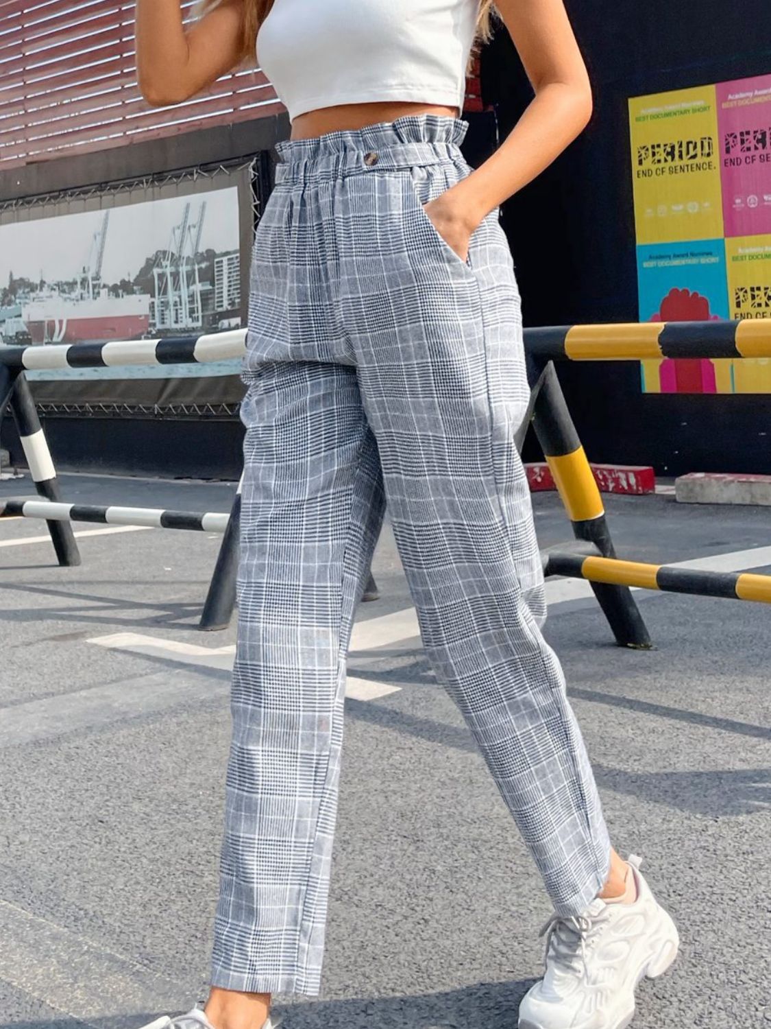 Kalon Plaid Straight Business Pants