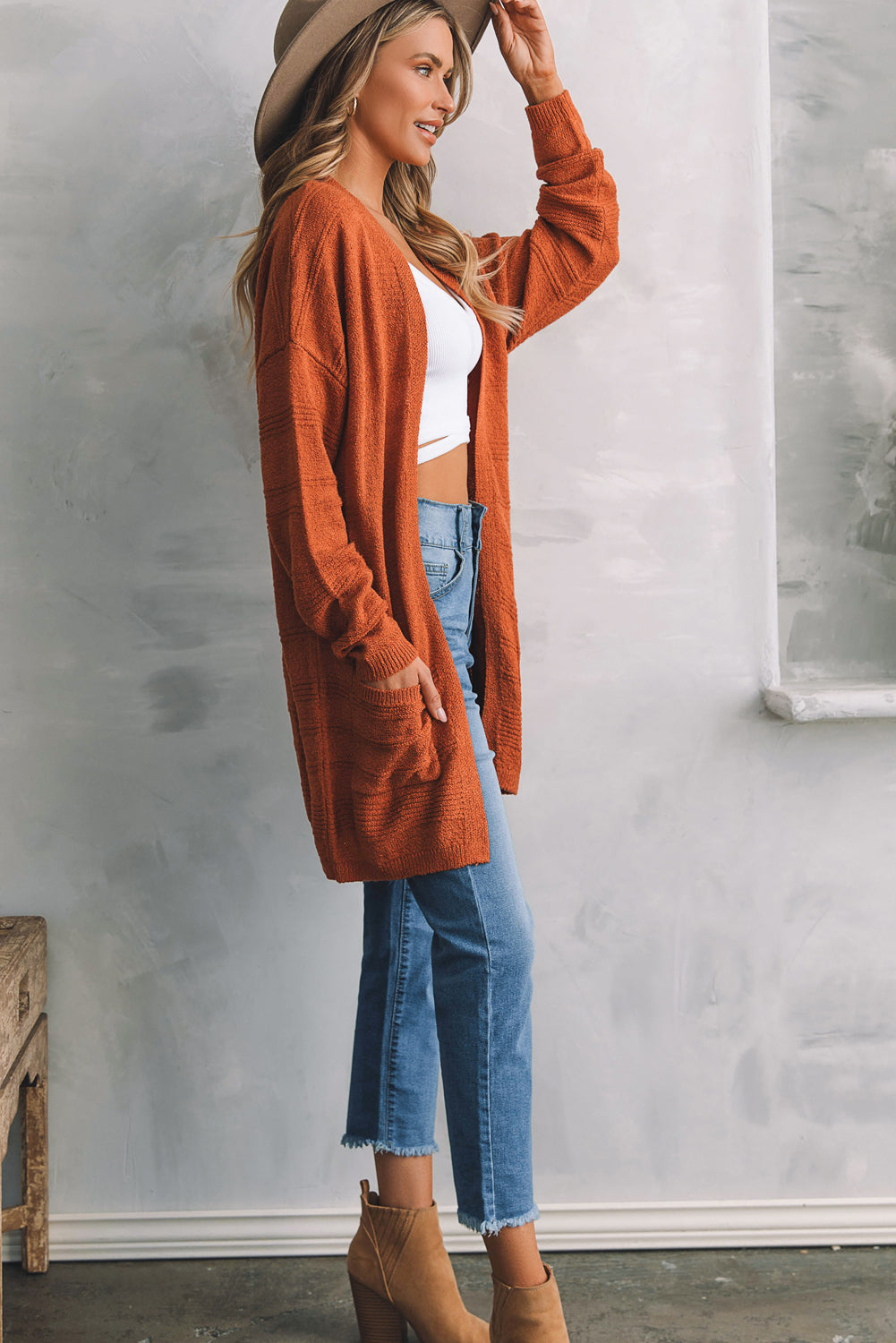 Darling Textured Cardigan - Caramel