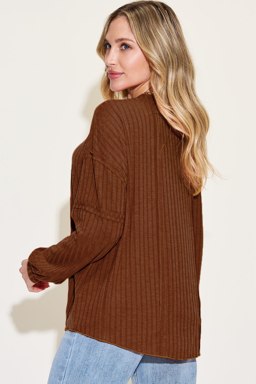 Ribbon In The Sky Ribbed Long Sleeve Top