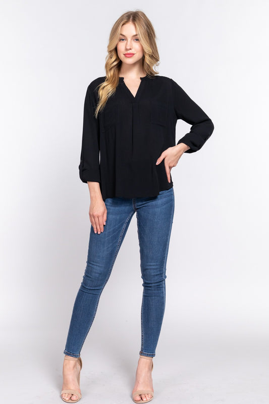 Reginal Woven Top - Black