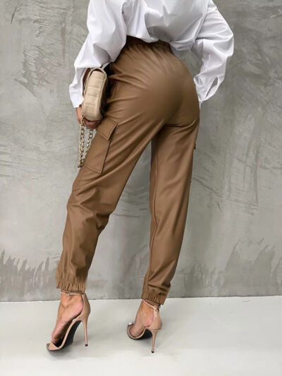 Steppin' Faux Leather High Waist Pants