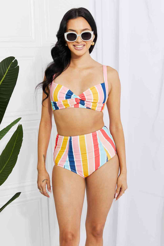 Take A Dip 2 Piece High Waist Bikini - Stripe