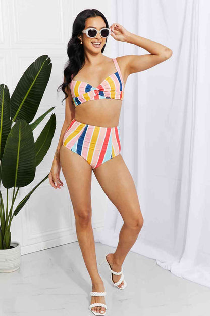 Take A Dip 2 Piece High Waist Bikini - Stripe