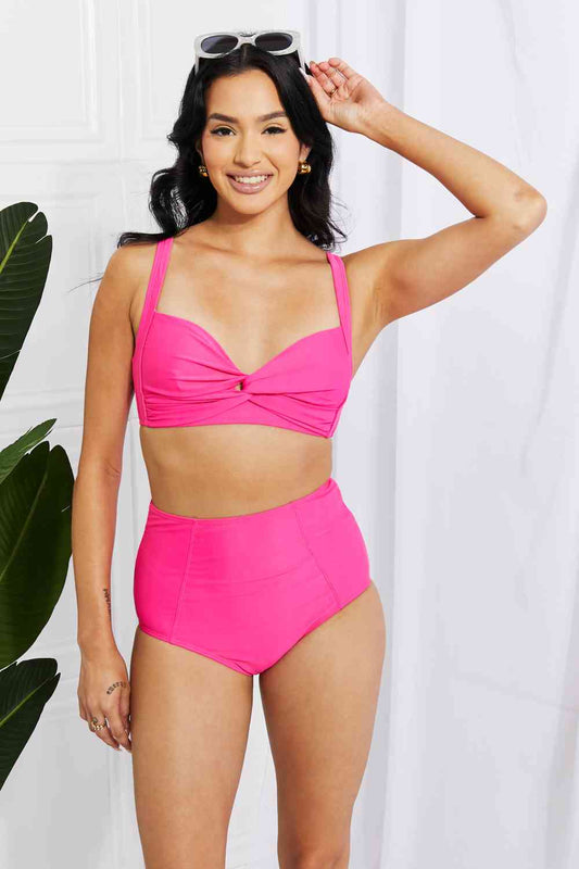 Take A Dip 2 Piece High Waist Bikini - Pink