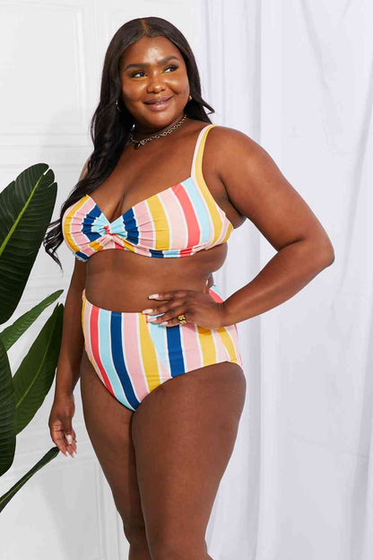 Take A Dip 2 Piece High Waist Bikini - Stripe