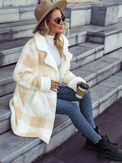 Latte Plaid Coat