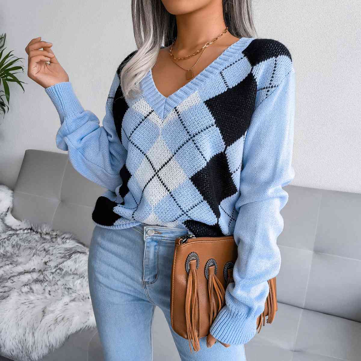 Assistant Plaid V-Neck Sweater