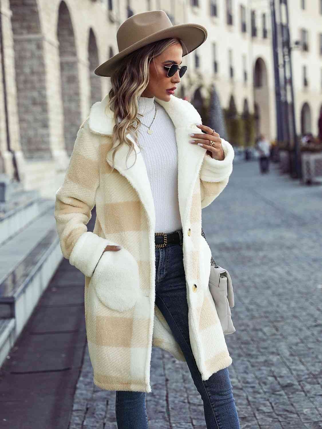 Latte Plaid Coat